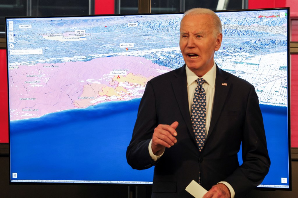 President Biden canceled a scheduled trip to Italy because of the wildfires raging in Los Angeles, the White House announced Wednesday night.
