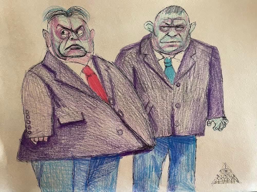 orban and fico when realising Ukraine had just turned off gas for them: