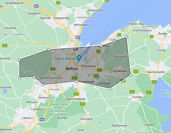 Here's a rough map of the scale of the LA Palisades fire over Belfast