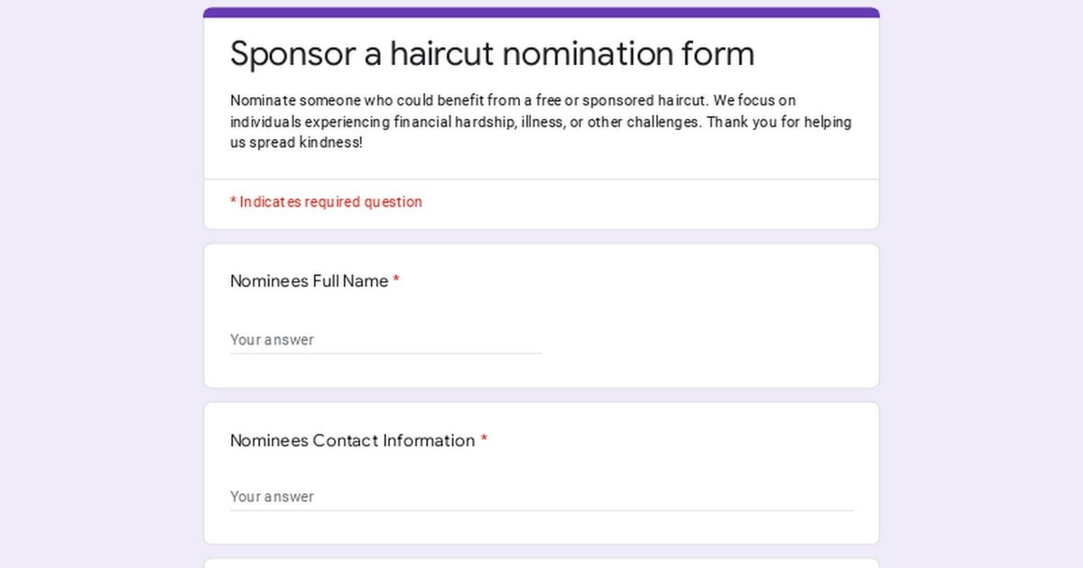 Update on sponsored haircuts