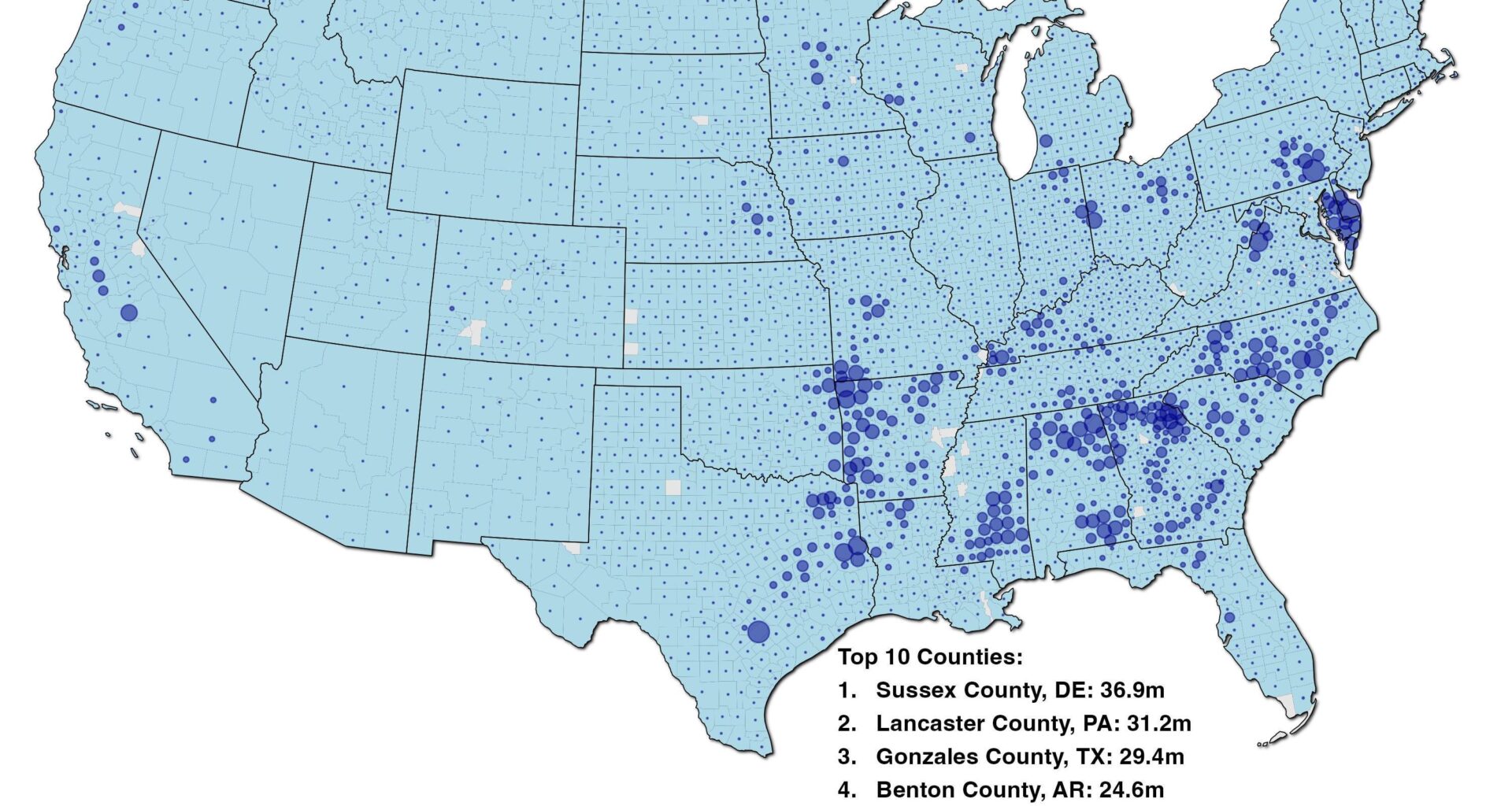 [OC] Chicken Farming in the US