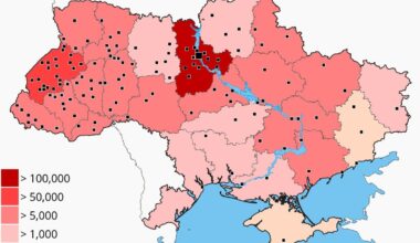 Map of 2013 Euromaidan Protests. Numbers by region