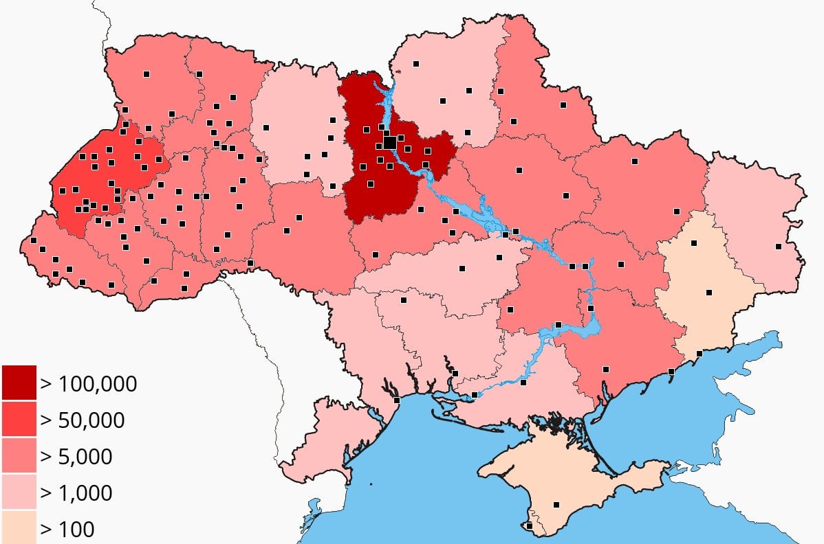 Map of 2013 Euromaidan Protests. Numbers by region