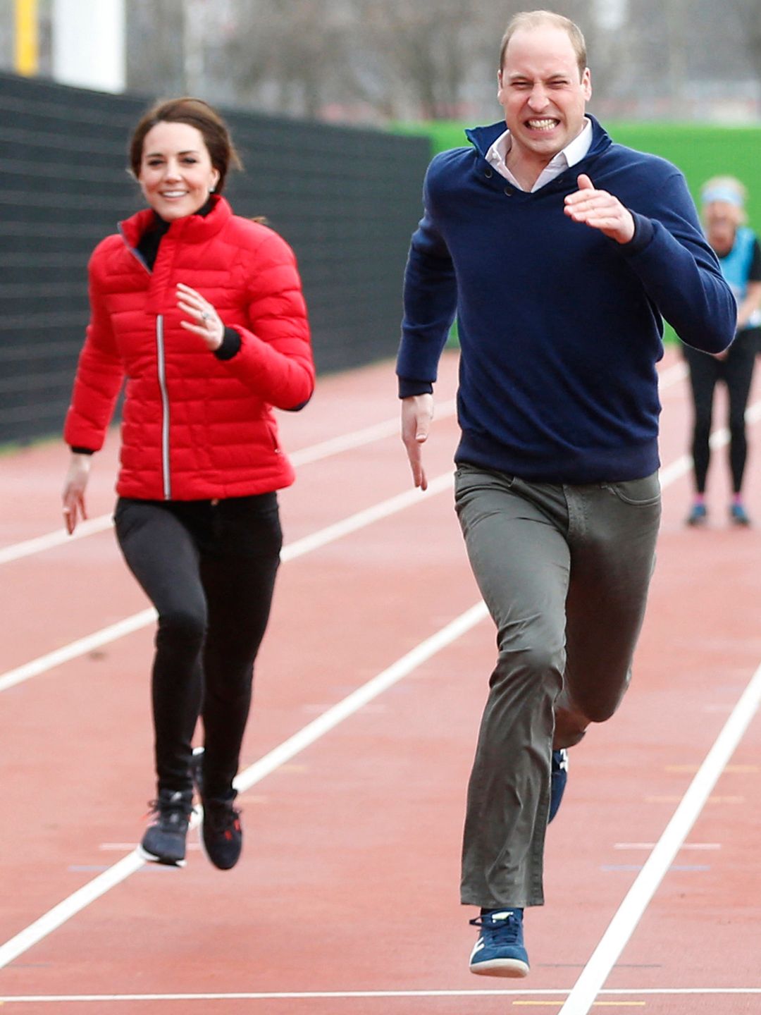 Kate Middleton and Prince William doing a running race