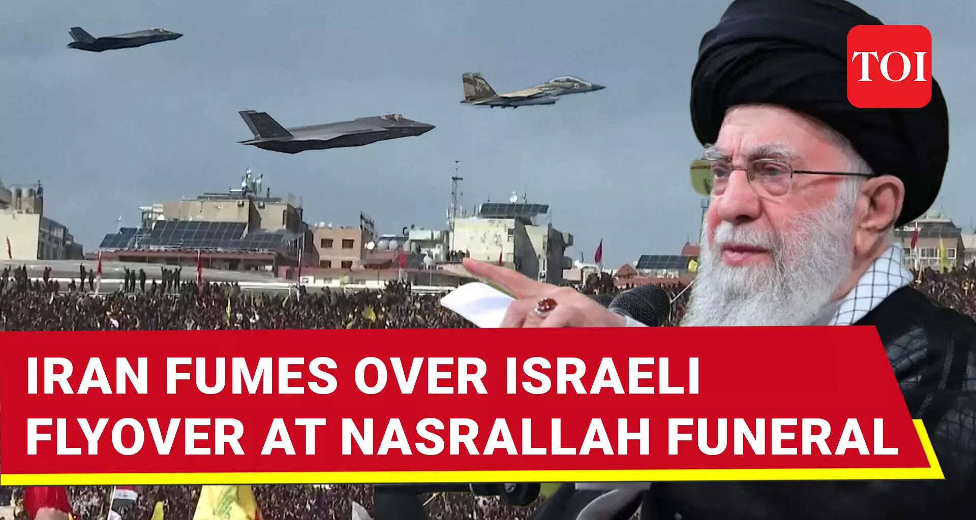 Iran Condemns Israel As Jets Fly Over Beirut During Hezbollah Funeral