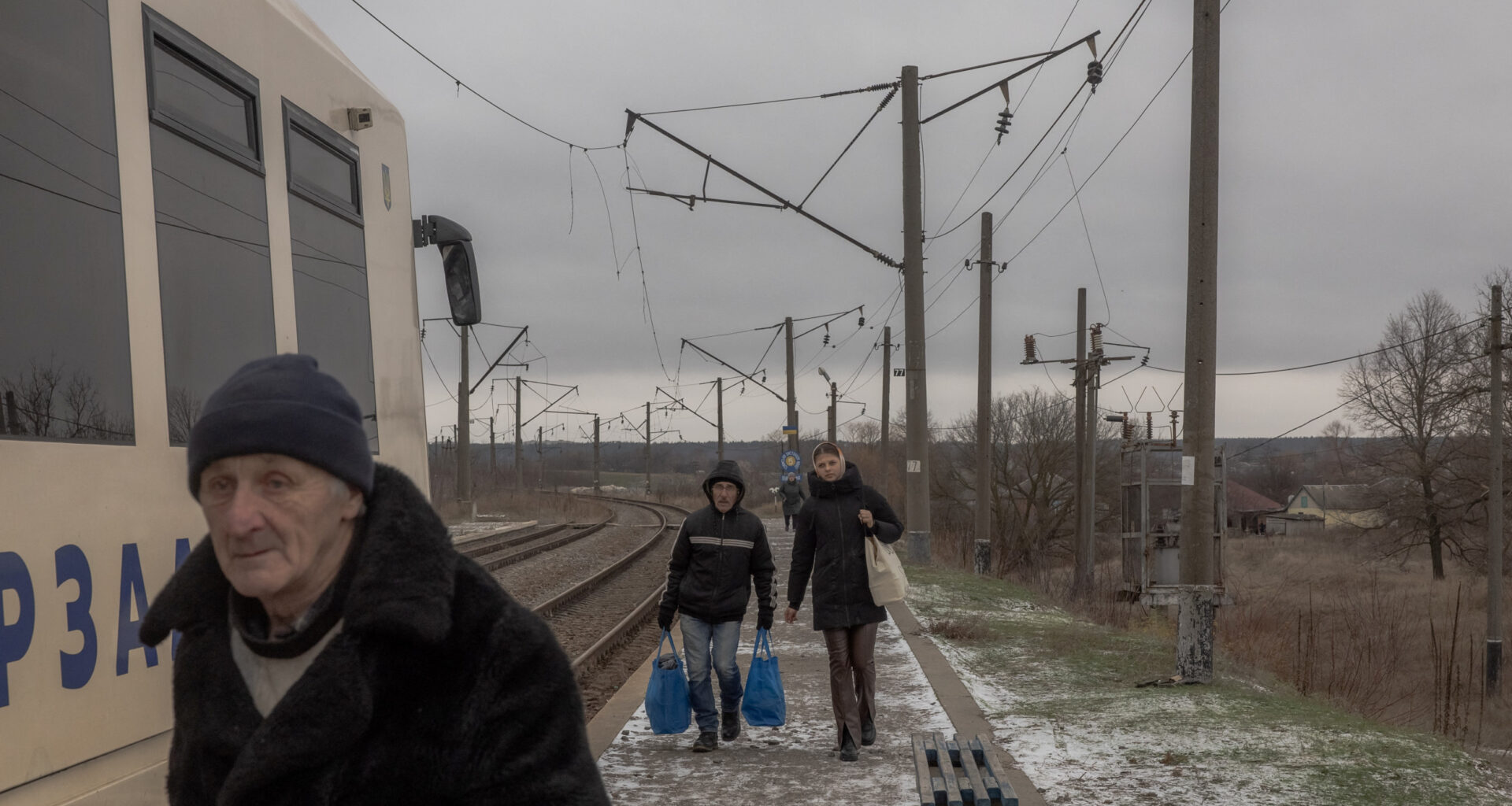 Train passengers in Ukraine