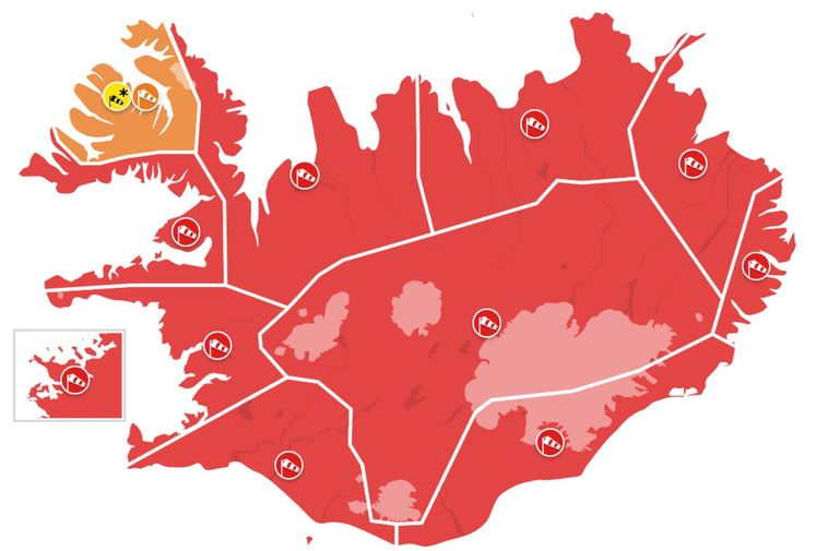 Red warnings almost all over the country