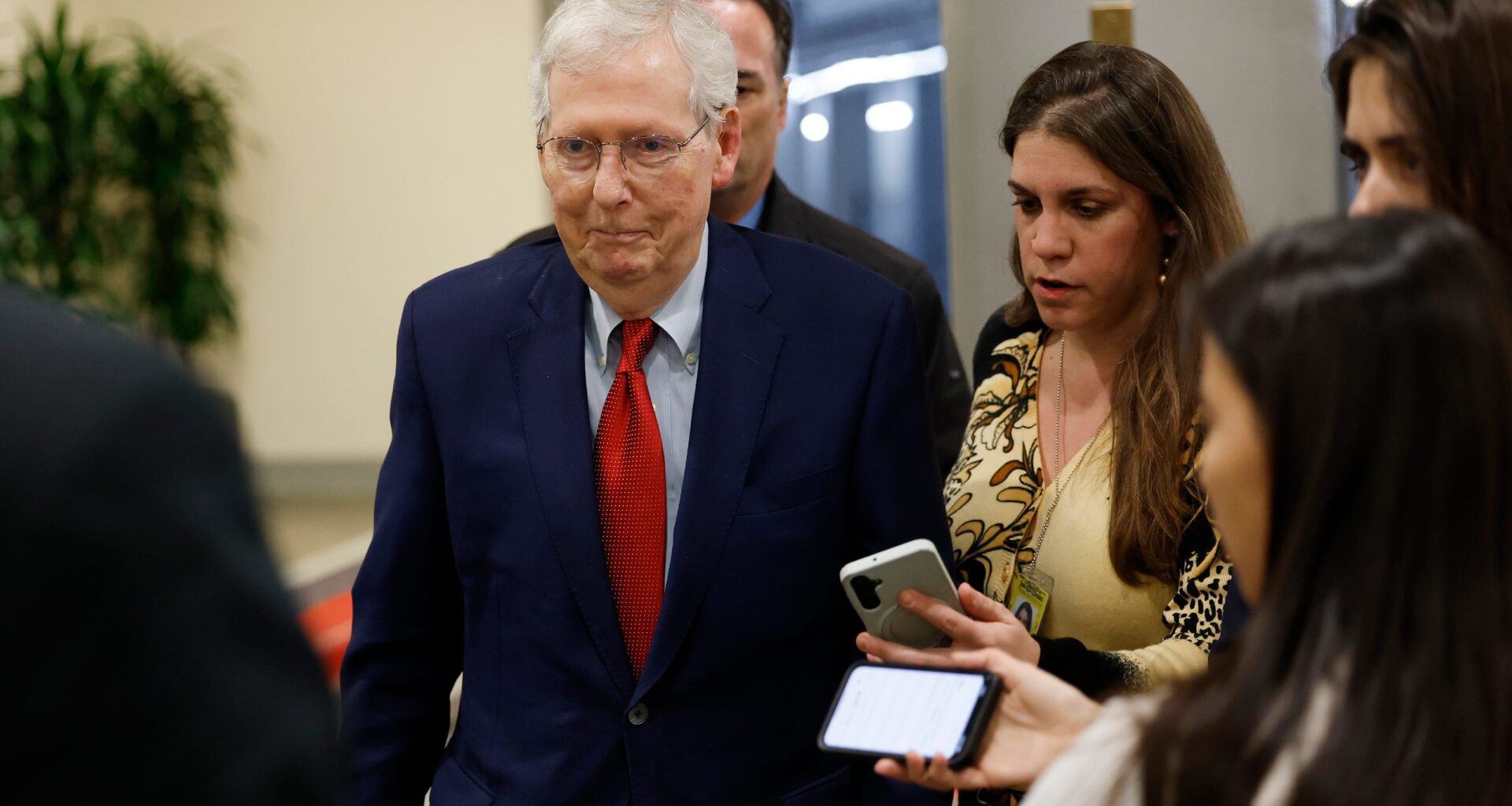 Senator Mitch McConnell falls twice, leaves Capitol in wheelchair