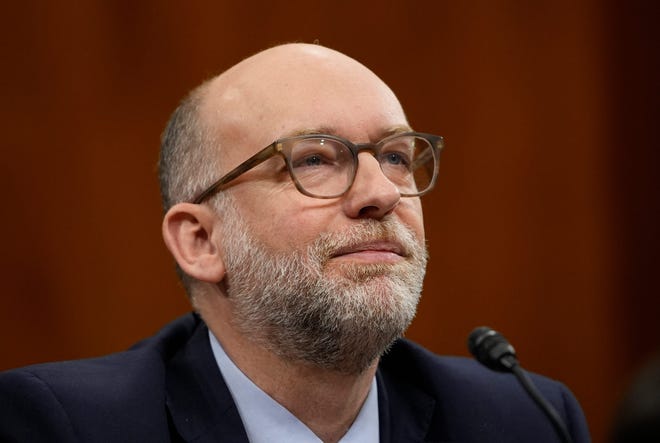 Russell Vought appears before the Senate Budget Committee for a confirmation hearing and vote. President Donald Trump nominated Vought to lead the Office of Management and Budget.