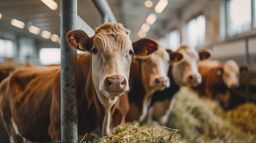 Large cattle operations on factory farms are one of the largest producers of methane emissions, one of the primary components of greenhouse gases driving climate change. (Adobe Stock/AI)