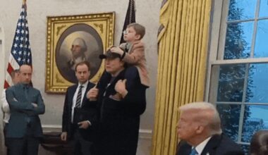 Elon Musk: Watch: Elon Musk's son, perched on his father's shoulder, charms at Oval Office