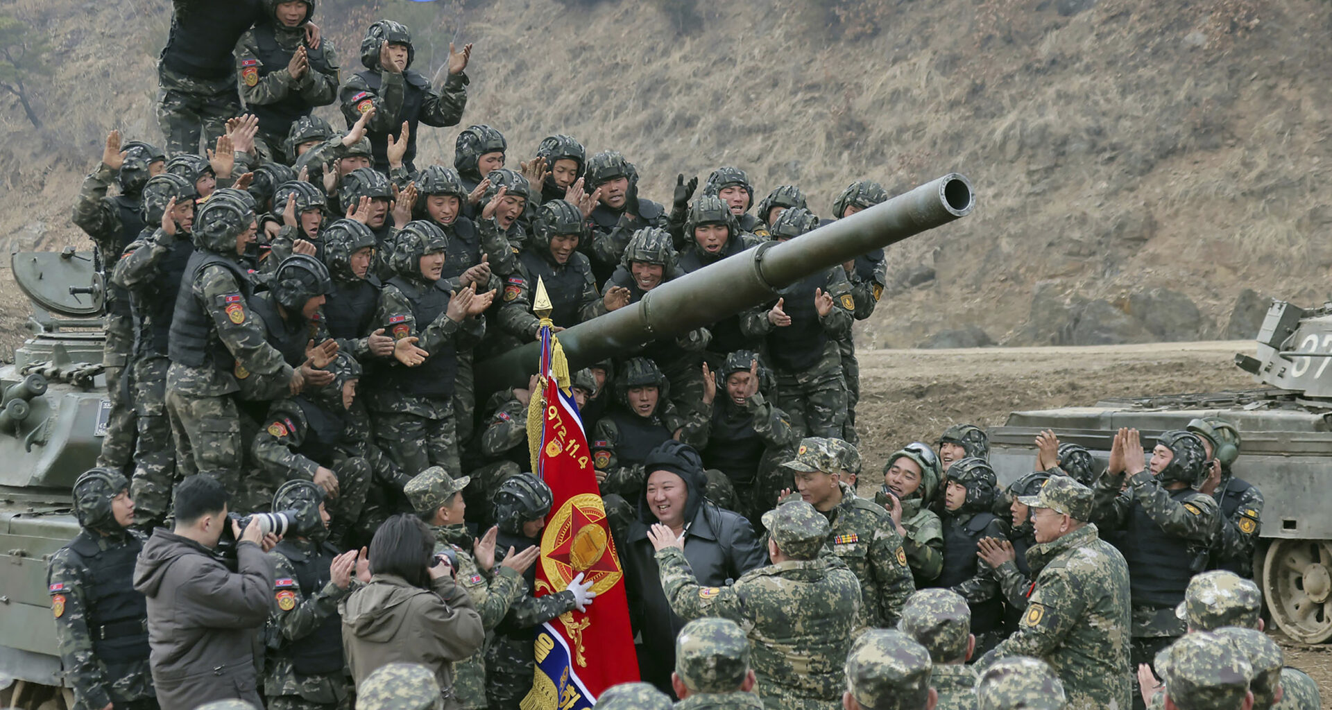 Kim Meets North Korean Troops