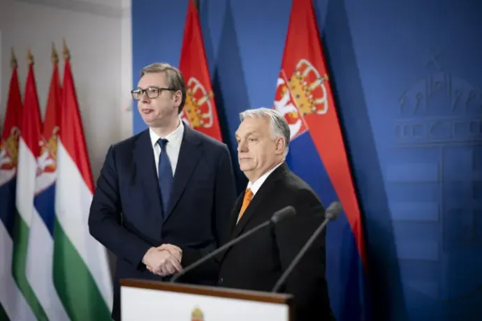 Prime Minister Viktor Orbán and Serbian Head of State Aleksandar Vučić at the press conference in Budapest on 17 February 2025 – Photo: Zoltán Fischer / Prime Minister's Press Office / MTI