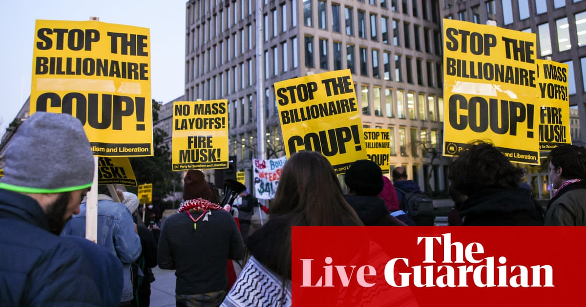 Trump and Musk to give joint interview as more officials quit amid cost-cutting and crackdowns – US politics live | US news