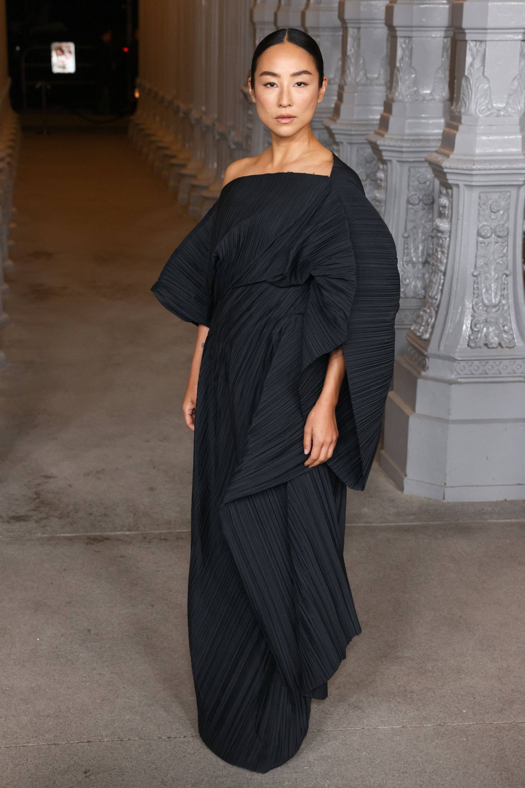 Greta Lee looks graceful in The Row draped pleats at the LACMA Art+Film Gala. Photo: AFP