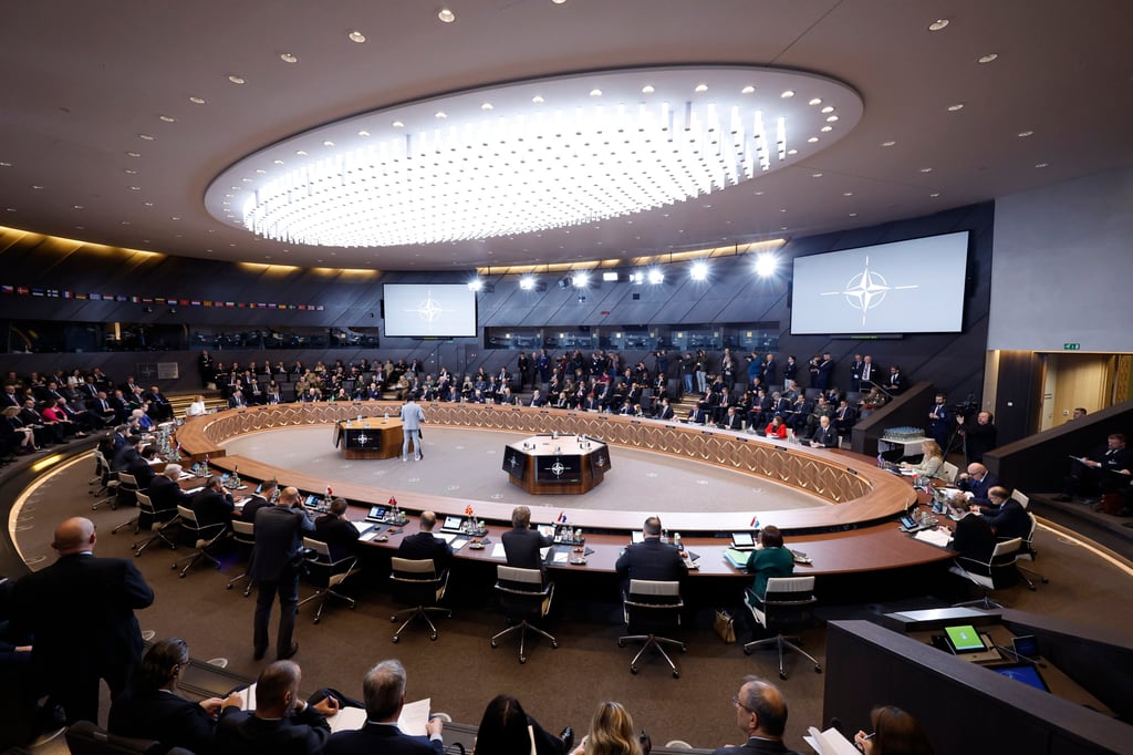 A meeting of the North Atlantic Council at Nato headquarters in Brussels on Thursday. Photo: AP A meeting of the North Atlantic Council at Nato headquarters in Brussels on Thursday. Photo: AP