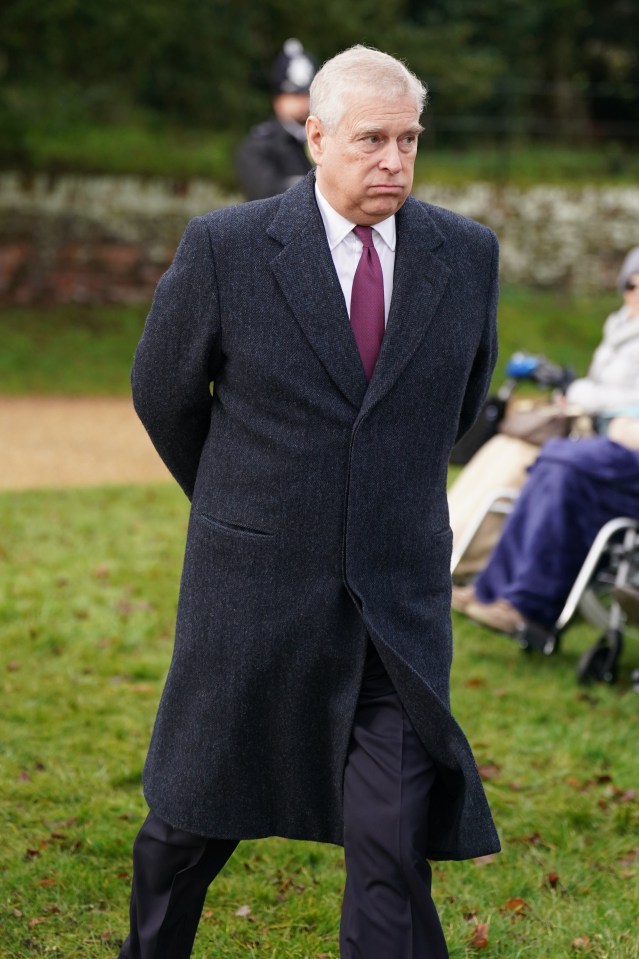 Photo of Prince Andrew walking on grass.