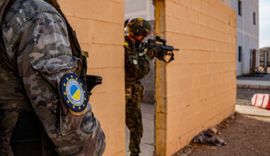 Ukrainian troops training in Spain.