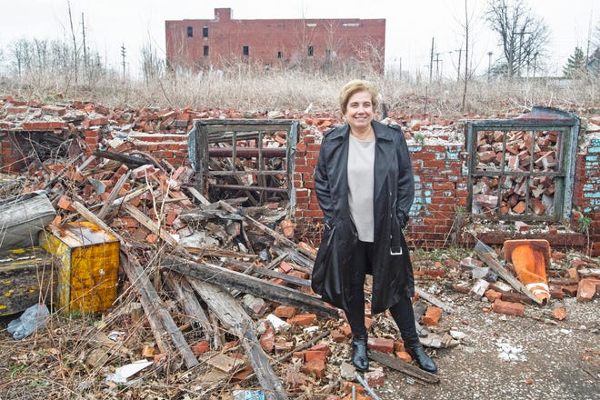Tina Mengine, Executive Director of the Erie County Redevelopment Authority, at the Quin-T property in east Erie.