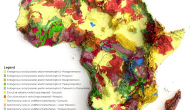 [OC] Map showing Africa Geology made using Qgis and Blender