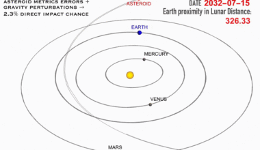 [OC] Will asteroid hit the Earth in 2032? NASA gave up to 2.3% chance of impact.
