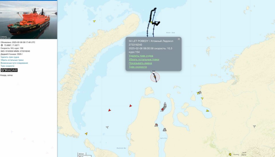 The 50 Let Pobedy sails towards Gulf of Ob after several days in the northern parts of the Kara Sea.
