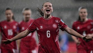 Dream goal secures Danish win after spirited performance on waterlogged pitch in Italy