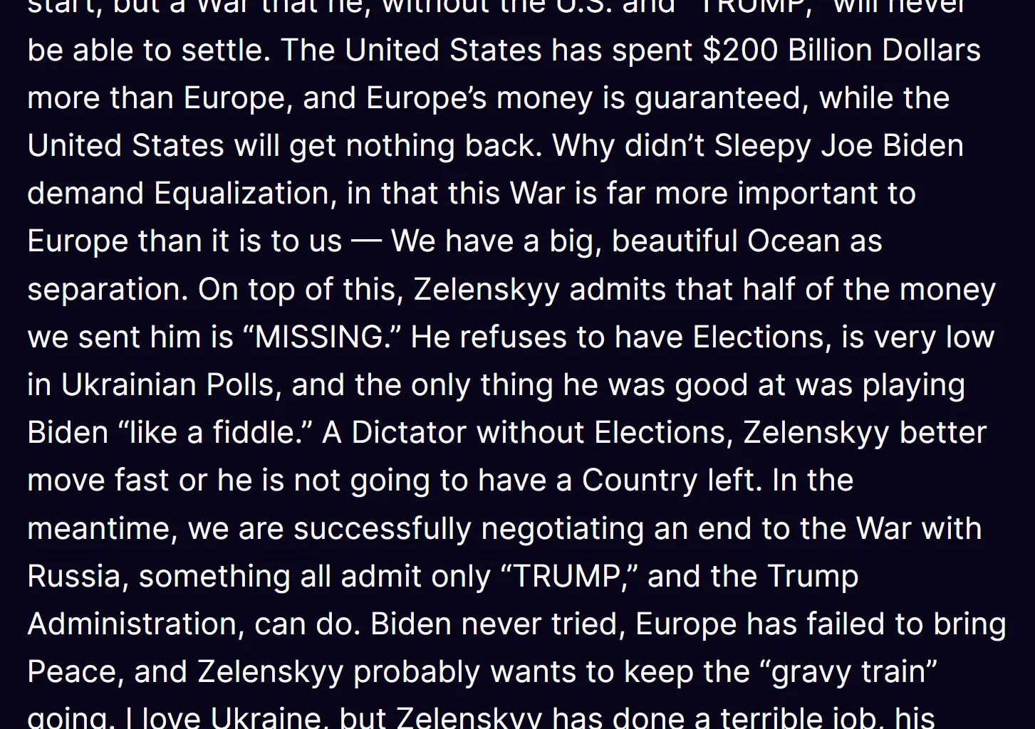 That the orange pig ended up calling Zelenskyy a dictator was not in my bets