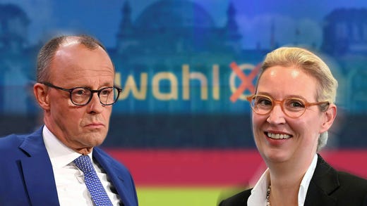 CDU:s Friedrich Merz och AFD:s Alice Weidel.
