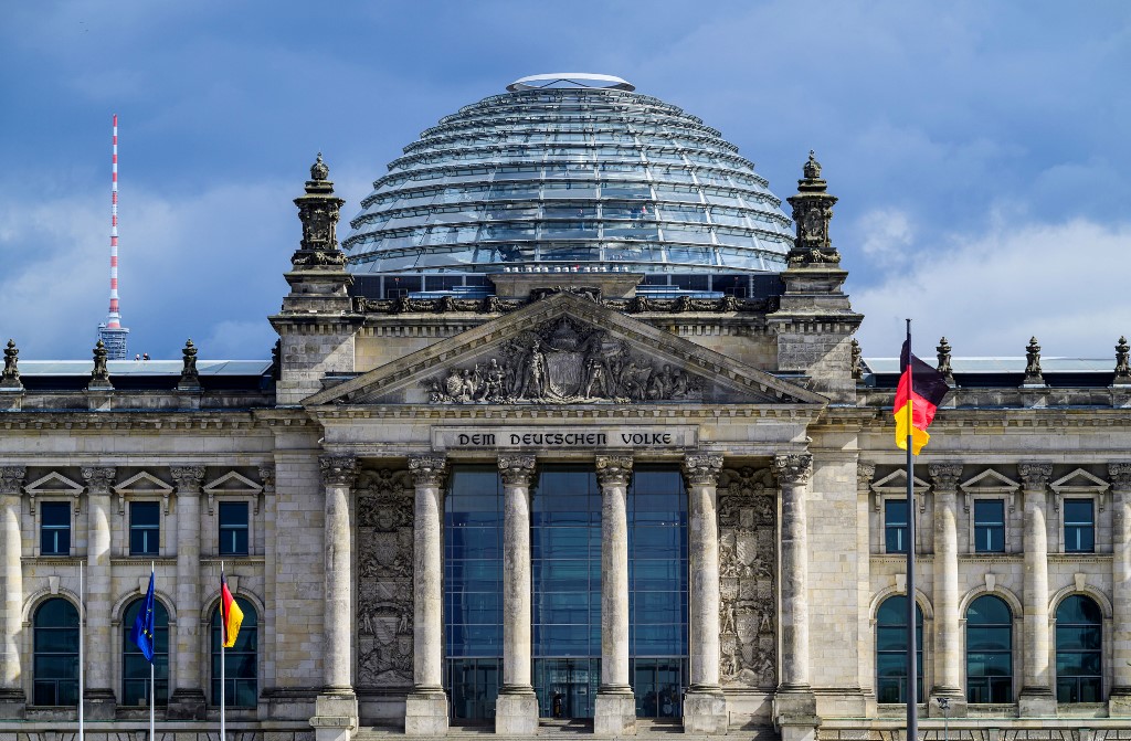 View of the glass dome of the Reichstag building, which houses Germanys Bundestag lower house of parliament View of the glass dome of the Reichstag building, which houses Germanys Bundestag lower house of parliament