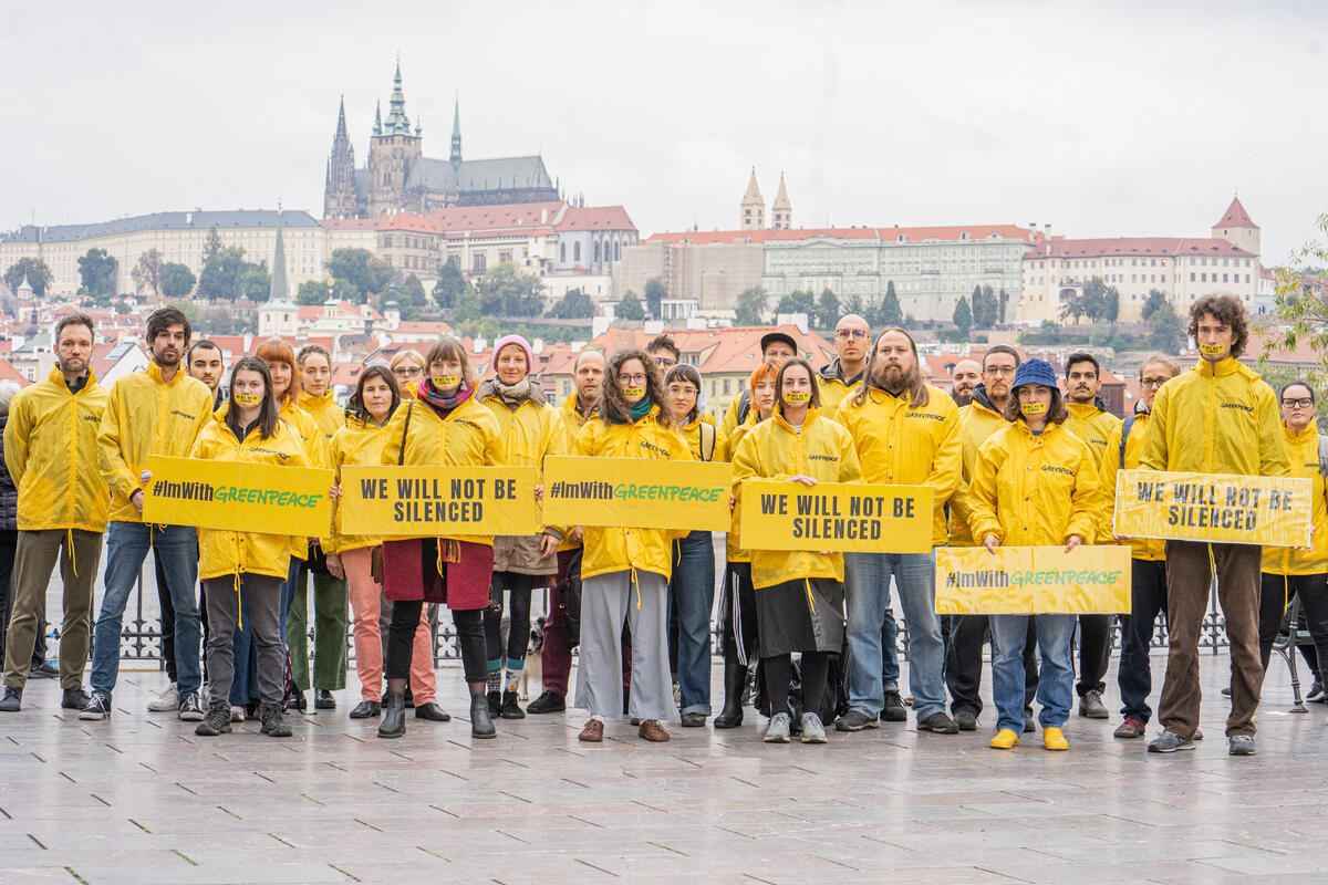 Global Week of Action - Solidarity against Energy Transfer Lawsuit in Prague. © Ray Baseley / Greenpeace
