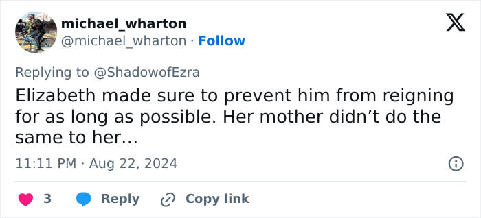 Tweet screenshot discussing royal crisis concerns.
