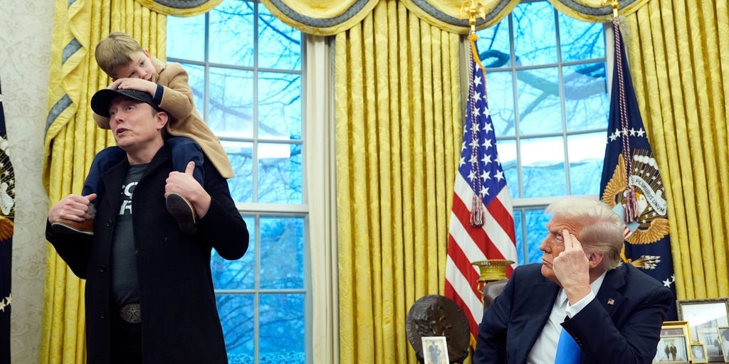 Elon Musk Defends DOGE Cuts From the Oval Office Alongside Trump