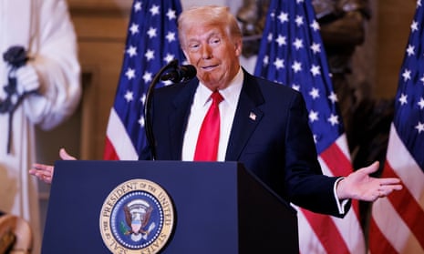 US president Donald Trump speaking during an event in Washington yesterday.