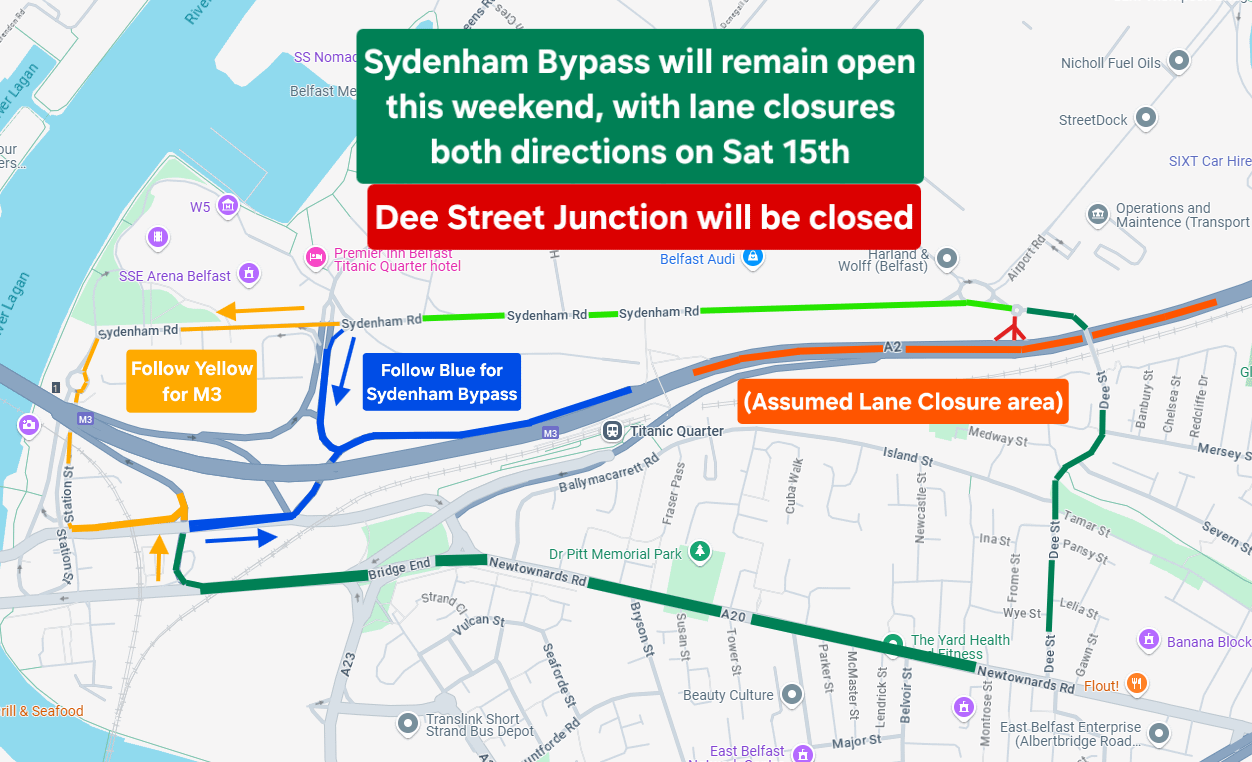 Sydenham Bypass open this weekend - Saturday 15th Lane Closures & Dee Street junction closed.