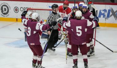 Latvijas U-18 hokejisti triumfāli sāk Nāciju turnīru Jelgavā