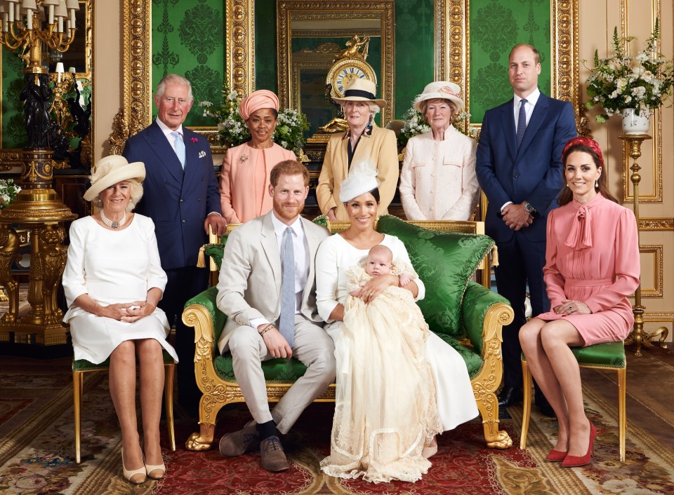 Official christening photograph of Archie Mountbatten-Windsor with his parents and family.