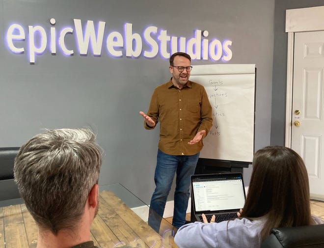 David Hunter, CEO of Epic Web Studios, at 901 French St., said Rust Belt Business Law was "instrumental" in helping his company launch.