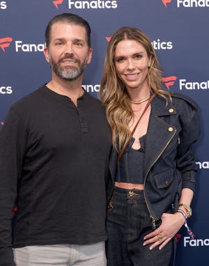 Donald Trump Jr. and Bettina Anderson attend 2025 Fanatics Super Bowl Party at The Sugar Mill on February 08, 2025 in New Orleans, Louisiana. (Photo by Anna Webber/Getty Images)