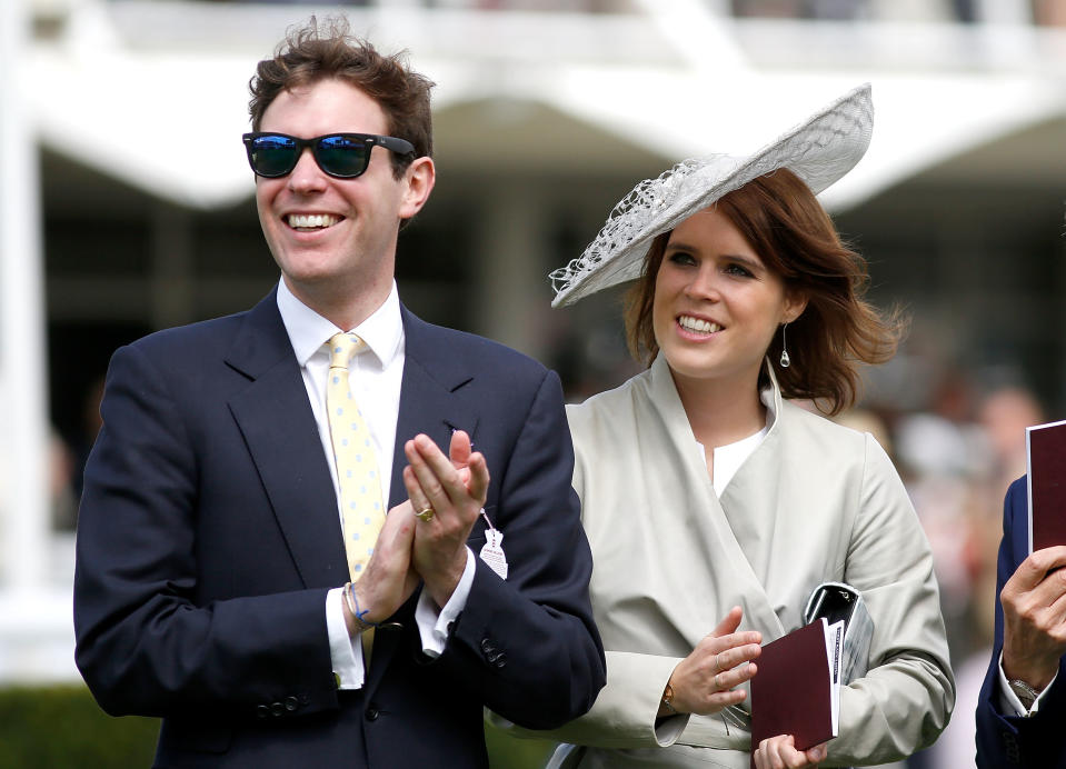 Princess Eugenie and Jack Brooksbank at the Qatar Goodwood Festival at Goodwood Racecourse on July 30, 2015.