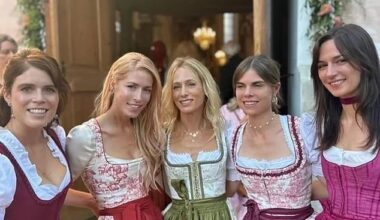 Princess Eugenie looked stunning as she wore a traditional dirndl dress to attend the wedding of her fashion designer friend in Bavaria