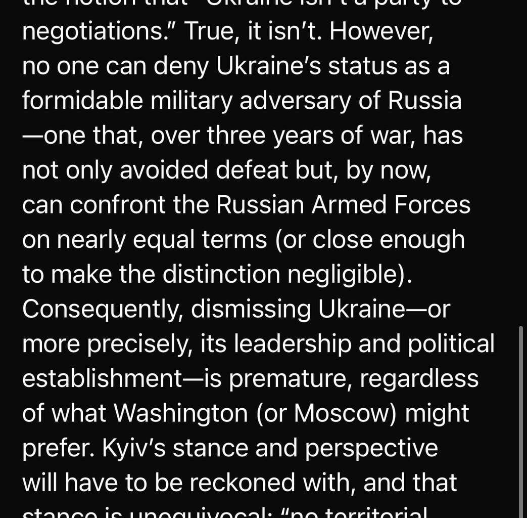 Ukraine must have a voice. It has fought Russia to a standstill and is now it's equal on the battlefield. Thus speaks the leader of the 2014 Russian aggression against Ukraine.