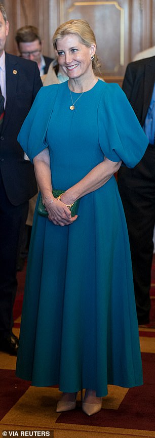 During a 2023 reception at the Edinburgh City Chambers, Sophie exuded elegance in a teal Roksanda dress