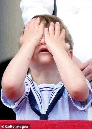 Louis watches the flypast from Buckingham Palace during Trooping the Colour in 2022