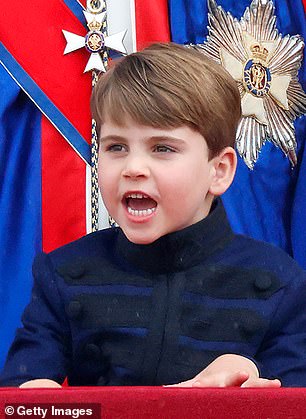 Louis appears animated on the Buckingham Palace balcony following the Coronation of King Charles in 2023