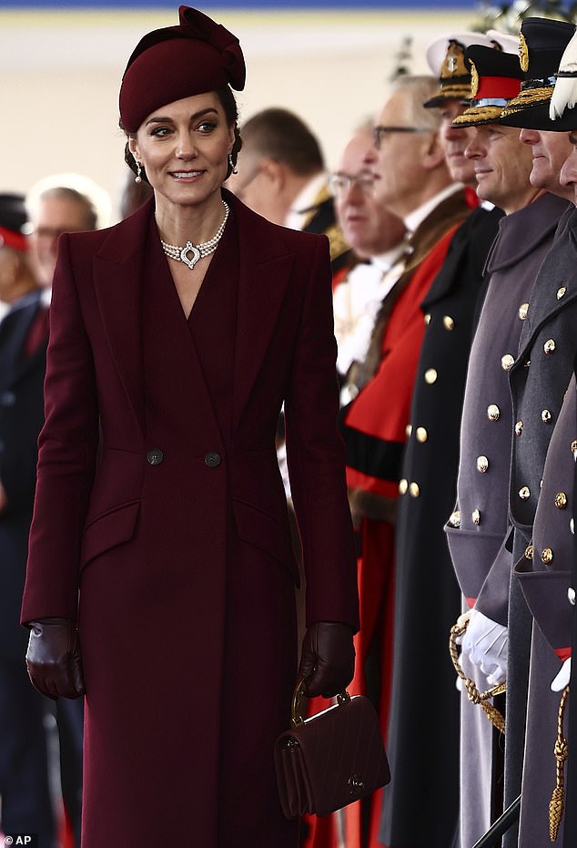 A royal source told London's Sunday Times this weekend that Kate (pictured on December 3, 2024) will no longer release details of the outfits she wears on future public occasions.