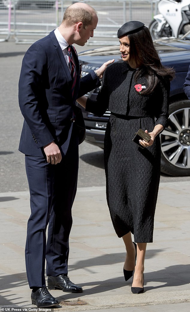 Both Meghan Markle and Prince Harry have insisted that Prince William and his wife, the Princess of Wales , found the Duchess of Sussex 's love of hugging 'jarring'. Pictured, Prince William and Meghan Markle in April 2018 in London