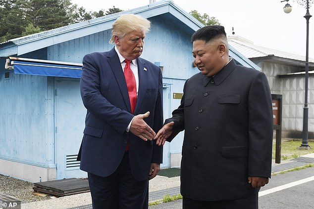 In this June 30, 2019 file photo, President Donald Trump meets with North Korean leader Kim Jong Un at the border village of Panmunjom in the Demilitarized Zone, South Korea.