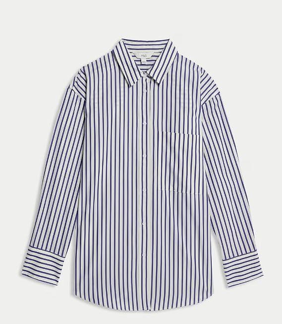A good blue and white striped shirt (£25, marksandspencer.com ) loosely tucked into navy and chalk pinstripe trousers is a no-brainer