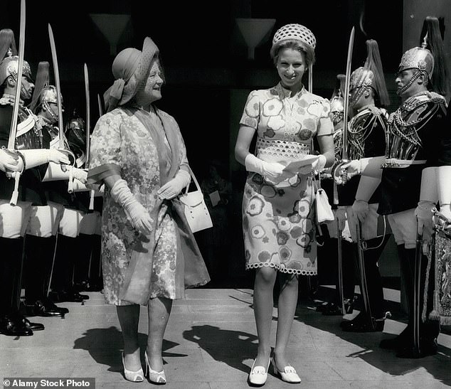A former girlfriend of Andrew Parker Bowles, Princess Anne with the Queen Mother attended the wedding